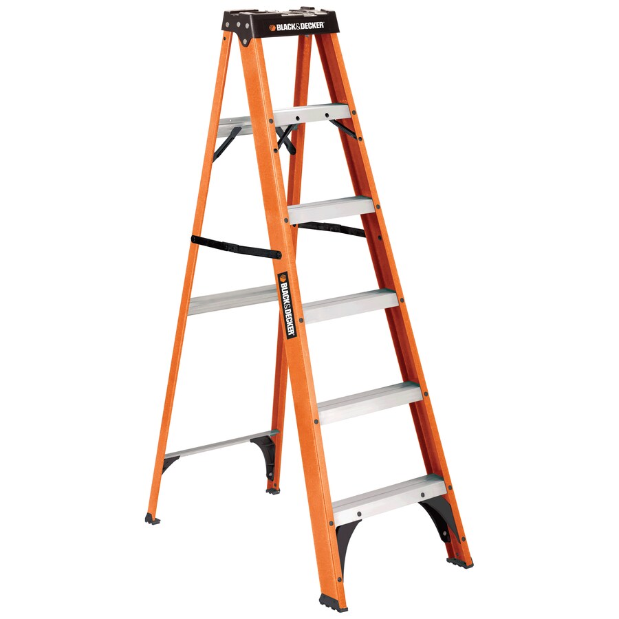 BLACK & DECKER 6-ft Fiberglass 225-lb Type II Step Ladder at Lowes.com