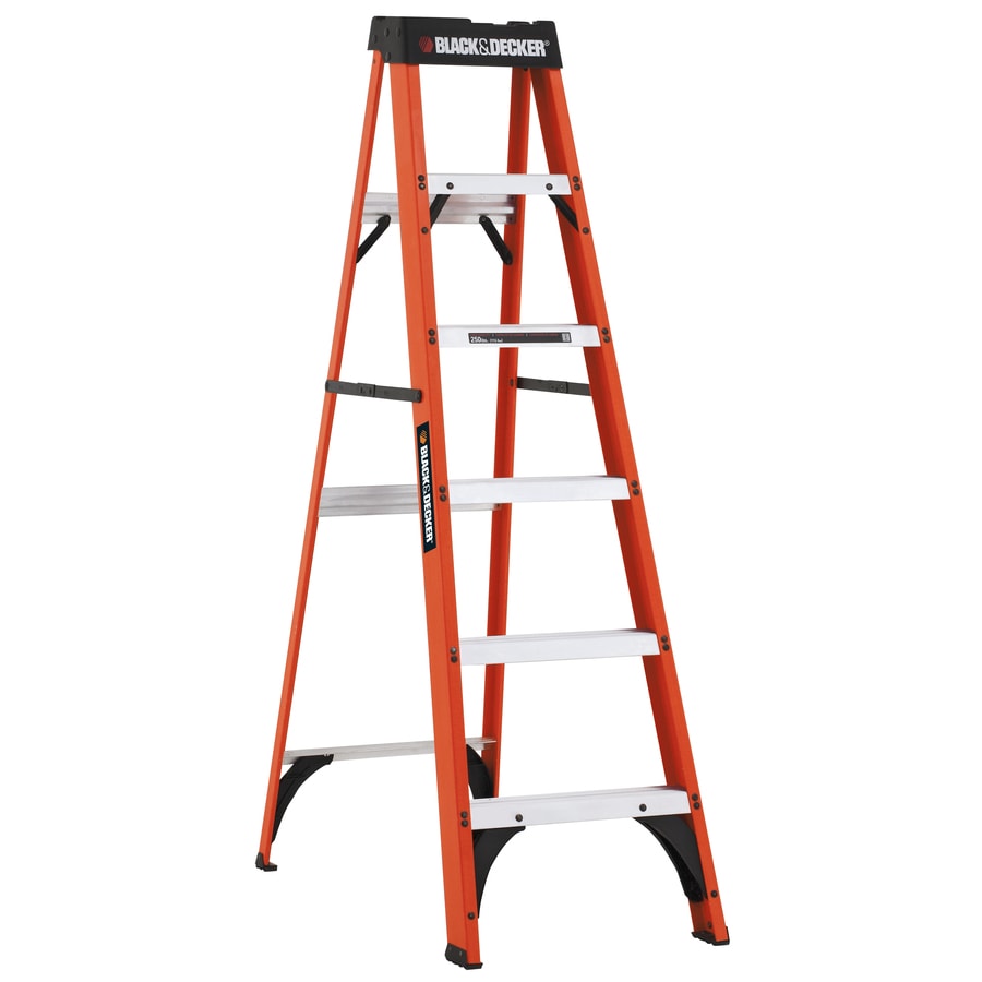 BLACK & DECKER 6-ft Fiberglass 250-lb Type I Step Ladder at Lowes.com