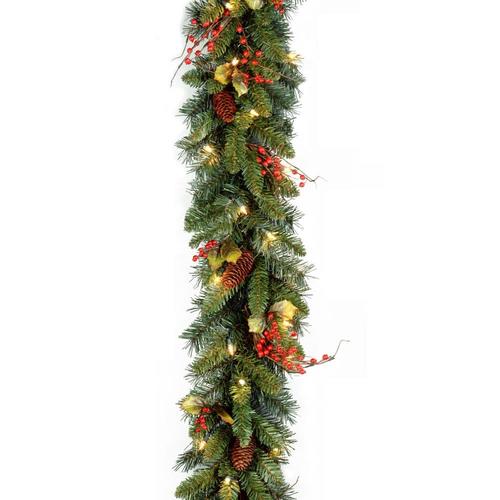 National Tree Company Outdoor Pre-Lit 9-ft Winterberry Garland with