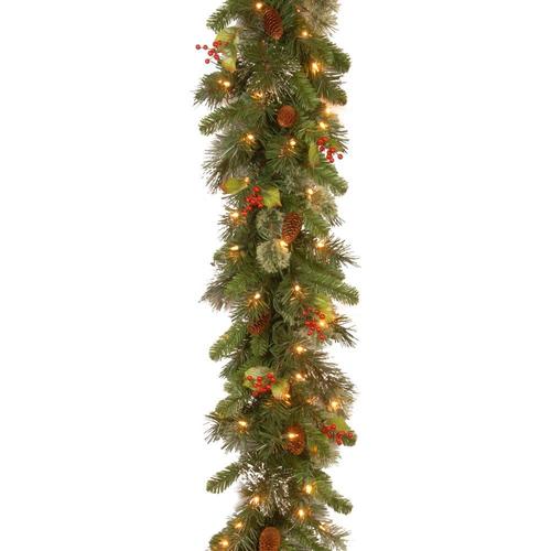 National Tree Company Outdoor Pre-Lit 9-Ft Pine Garland with with with