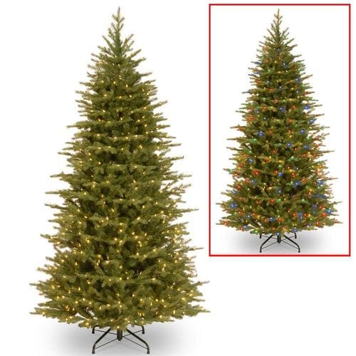 National Tree Company 7.5-ft Norway Spruce Pre-Lit Slim Artificial ...