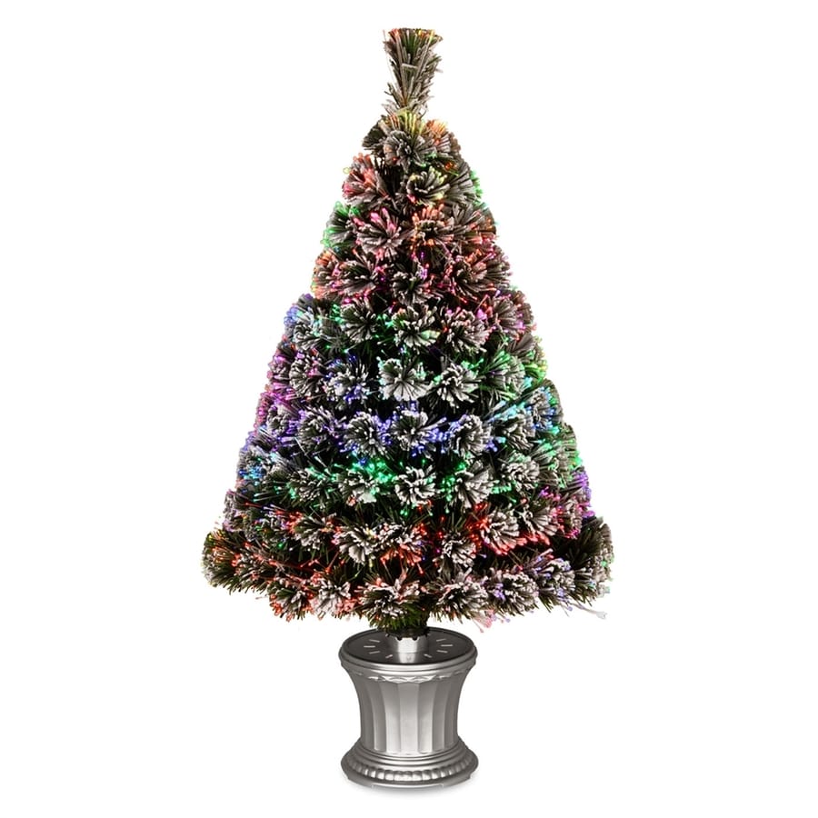 National Tree Company 36in PreLit Fiber Optic Evergreen Flocked Artificial Christmas Tree at