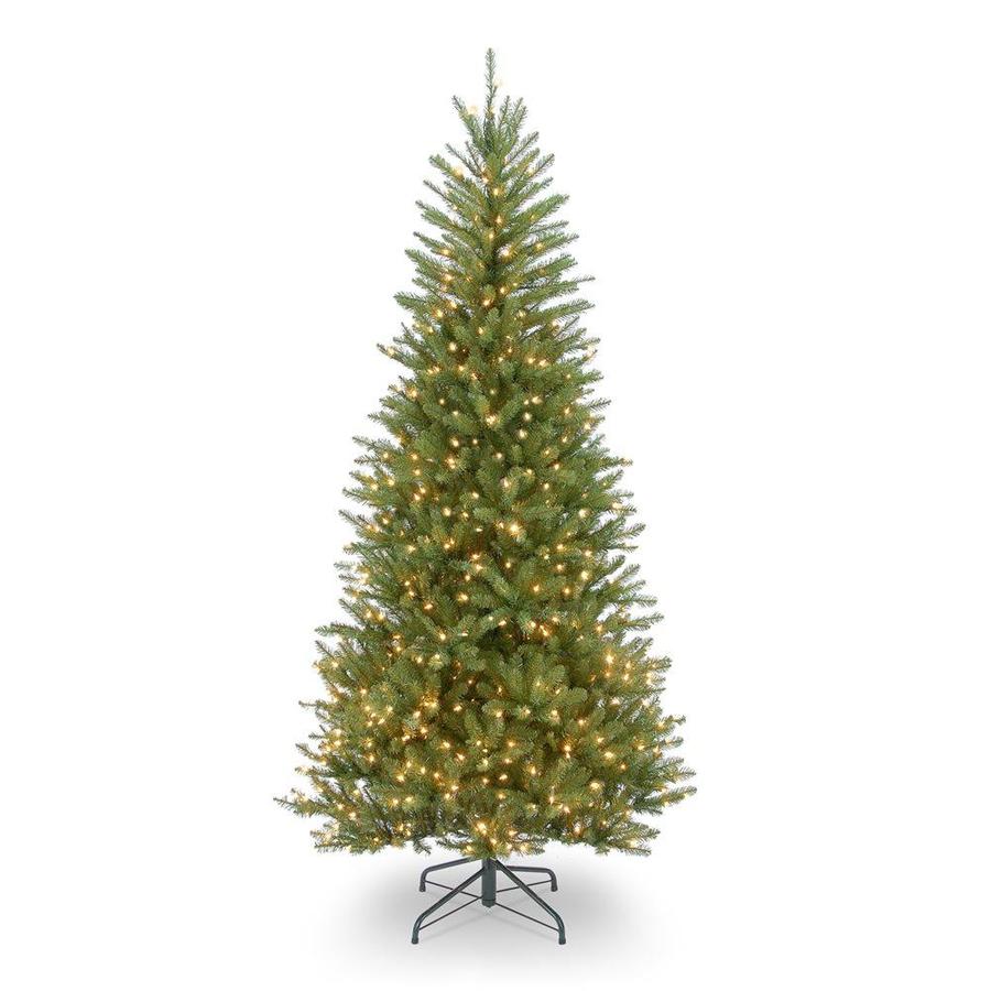 National Tree Company 7.5-ft Pre-Lit Slim Artificial Christmas Tree ...