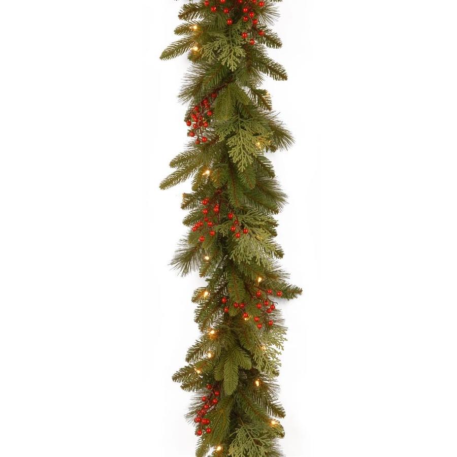 National Tree Company Outdoor Pre-Lit 9-Ft Winterberry Garland with ...