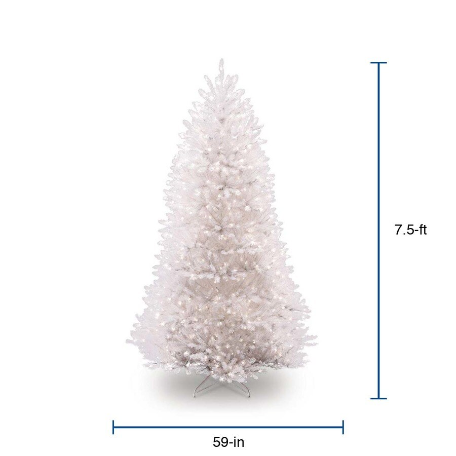 National Tree Company 7.5-ft Pre-Lit White Artificial Christmas Tree ...