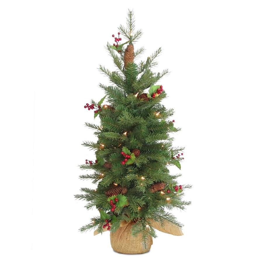 National Tree Company 3-ft Pre-Lit Nordic Spruce Tree with Battery ...