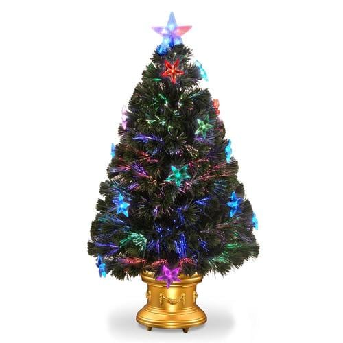 National Tree Company 3-ft Pre-Lit Artificial Christmas Tree with Color Changing LED Lights in ...
