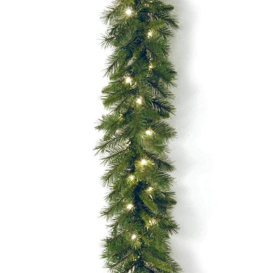 National Tree Company Outdoor PreLit 9ft Pine Garland with White