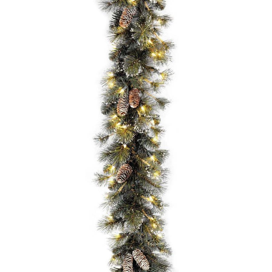 National Tree Company Outdoor Pre-Lit 9-ft Pine Garland with White ...