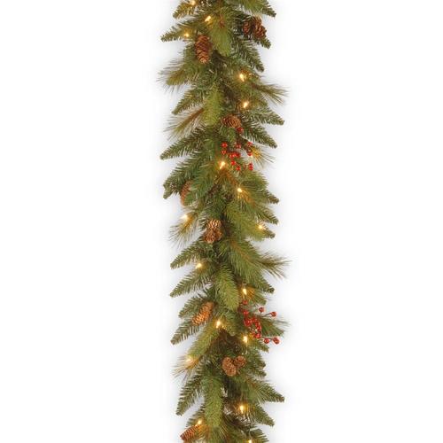 National Tree Company Outdoor Pre-Lit 6-ft Pine Garland with White ...