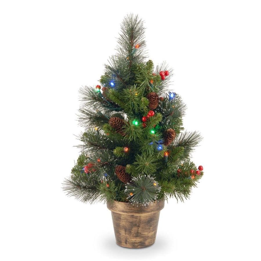 tree christmas artificial ft lights led lit constant spruce clear pre national company lowes