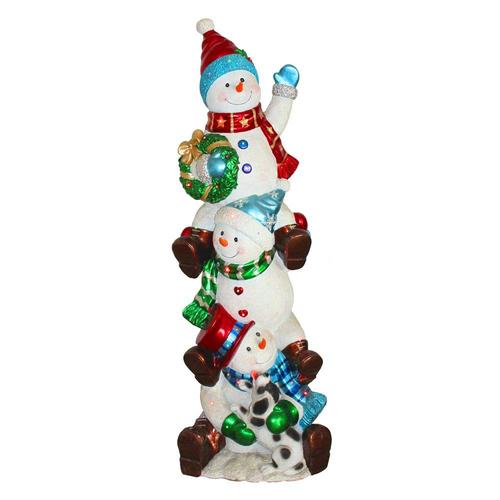 National Tree Company 60-in Snowman Sculpture with Multicolor LED ...