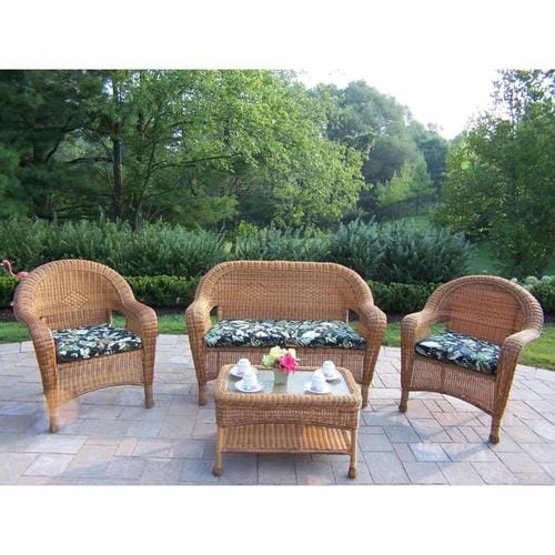 Oakland Living Resin Wicker 4-Piece Metal Frame Patio ... Oakland Living Resin Wicker 4-Piece Metal Frame Patio ... on Oakland Living Patio Sets id=66602