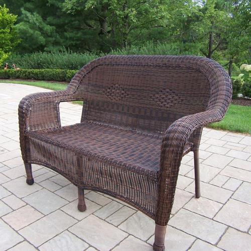 Oakland Living Resin Wicker Wicker Outdoor Loveseat with Resin Frame in