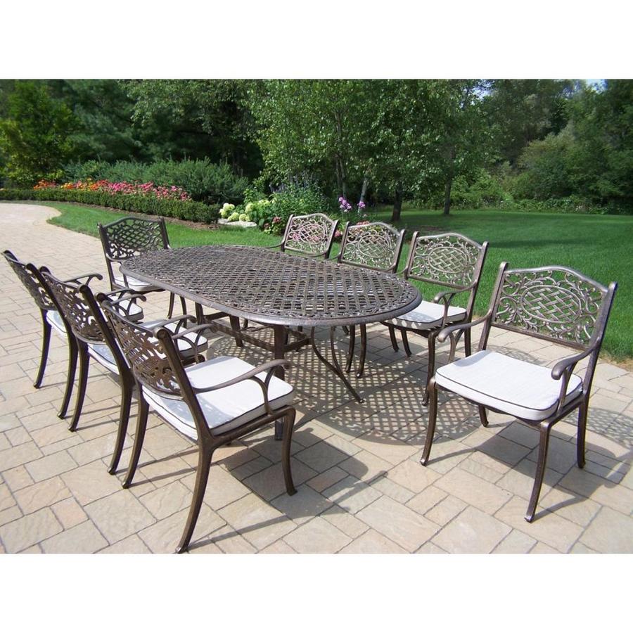 Oakland Living Mississippi 9 Piece Bronze Metal Frame Patio Set