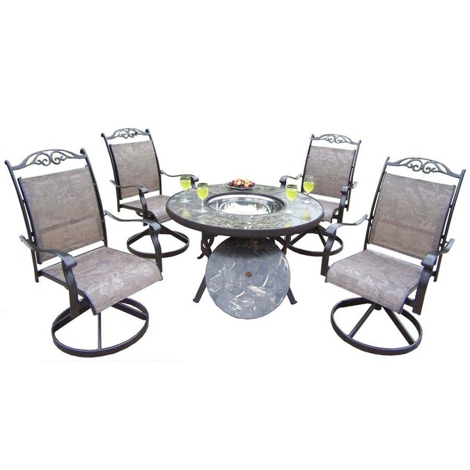 Oakland Living Stone Art 5-Piece Black Frame Patio Set in ... Oakland Living Stone Art 5-Piece Black Frame Patio Set in ... on Oakland Living Patio Sets id=41905