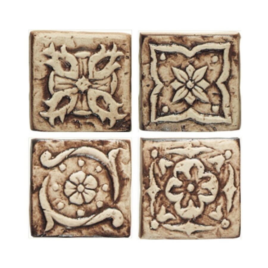 American Olean DE3522DOTS1P 4-Pack Designer Elegance Floral Ceramic Square Accent Tile (Common: 2-in x 2-in; Actual: 2-in x 2-in)