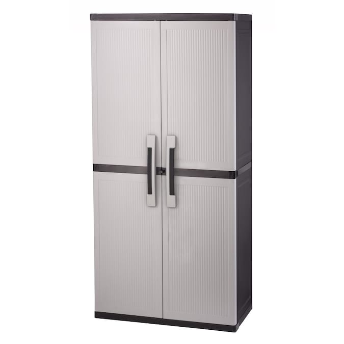 Keter Utility Jumbo Cabinet 34 5 In W X 70 8 In H X 17 5 In D Plastic Freestanding Garage Cabinet In The Garage Cabinets Department At Lowes Com