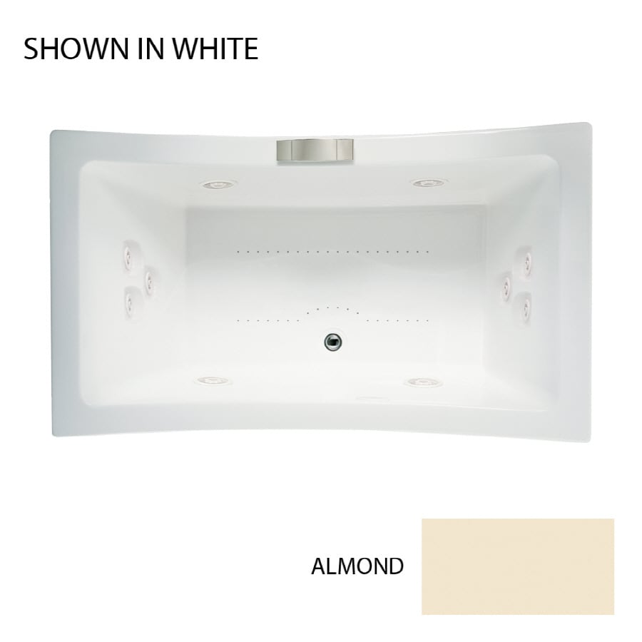 Jacuzzi ALL7236CCR4IHA Allusion 72-in L x 36-in W x 26-in H 2-Person Almond Acrylic Rectangular Whirlpool Tub and Air Bath
