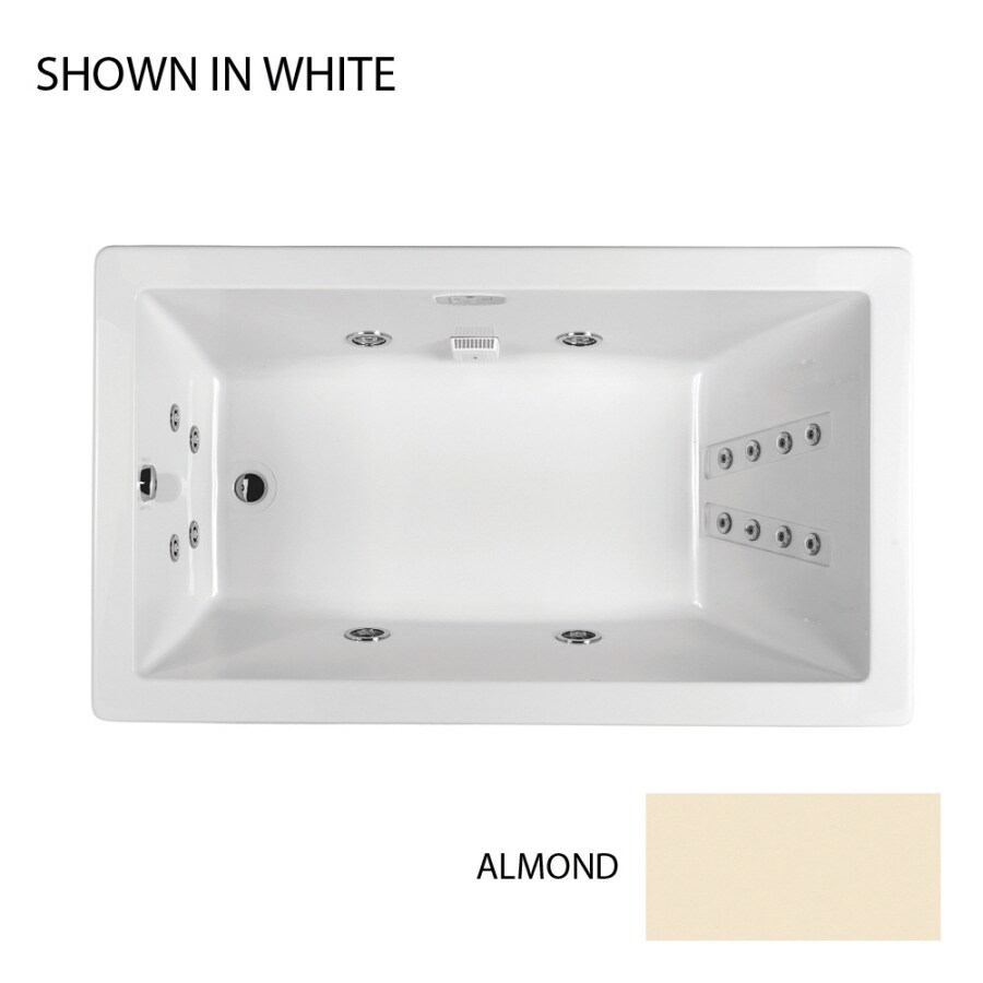 Jacuzzi ELA6636WRL4IHA Elara Almond Acrylic Rectangular Whirlpool Tub (Common: 36-in x 66-in; Actual: 26-in x 36-in x 66-in)