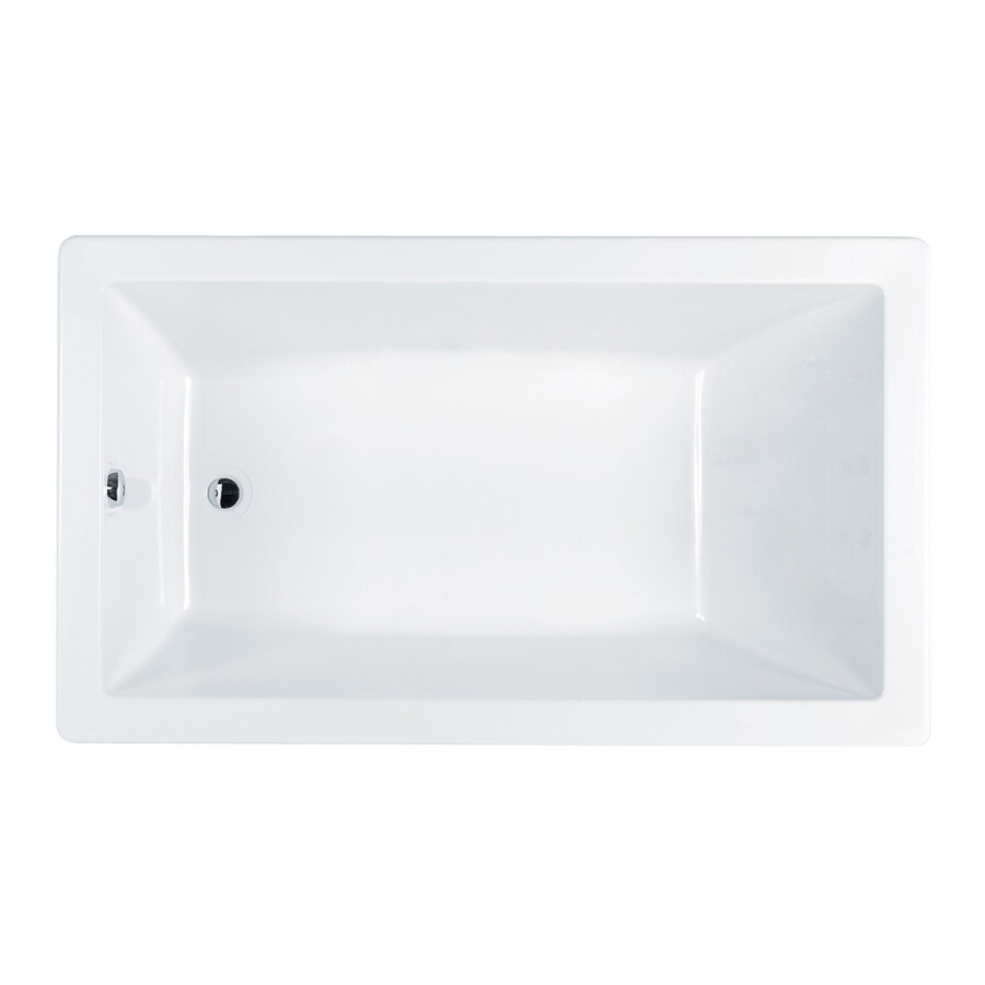 Jacuzzi Elara White Acrylic Rectangular DropIn Bathtub with Reversible