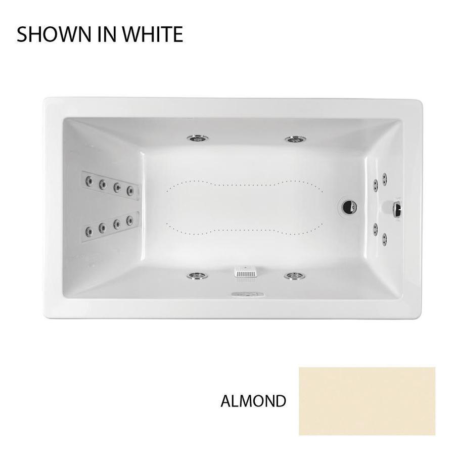 Jacuzzi ELA7242CRL4CHA Elara 72-in L x 42-in W x 26-in H Almond Acrylic Rectangular Drop-In Whirlpool Tub and Air Bath
