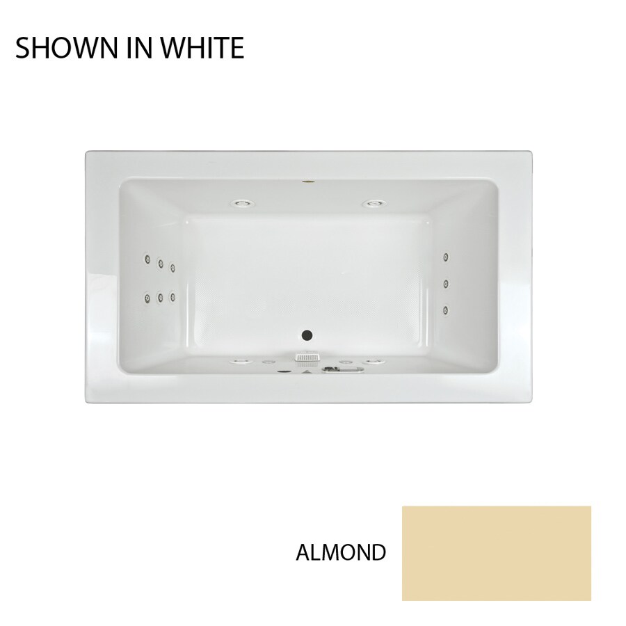 Jacuzzi SIA7242WCR4IWA Sia 2-Person Almond Acrylic Rectangular Whirlpool Tub (Common: 42-in x 72-in; Actual: 24-in x 42-in x 72-in)