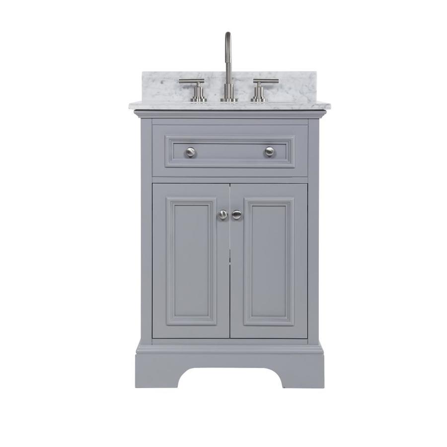 Jacuzzi SALONE 24in Grey Single Sink Bathroom Vanity with Carrara