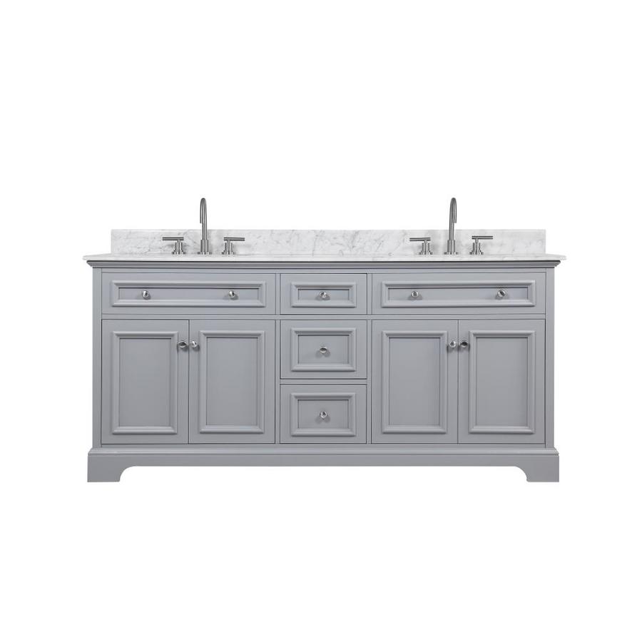 Jacuzzi SALONE 72-in Grey Double Sink Bathroom Vanity with Carrara ...