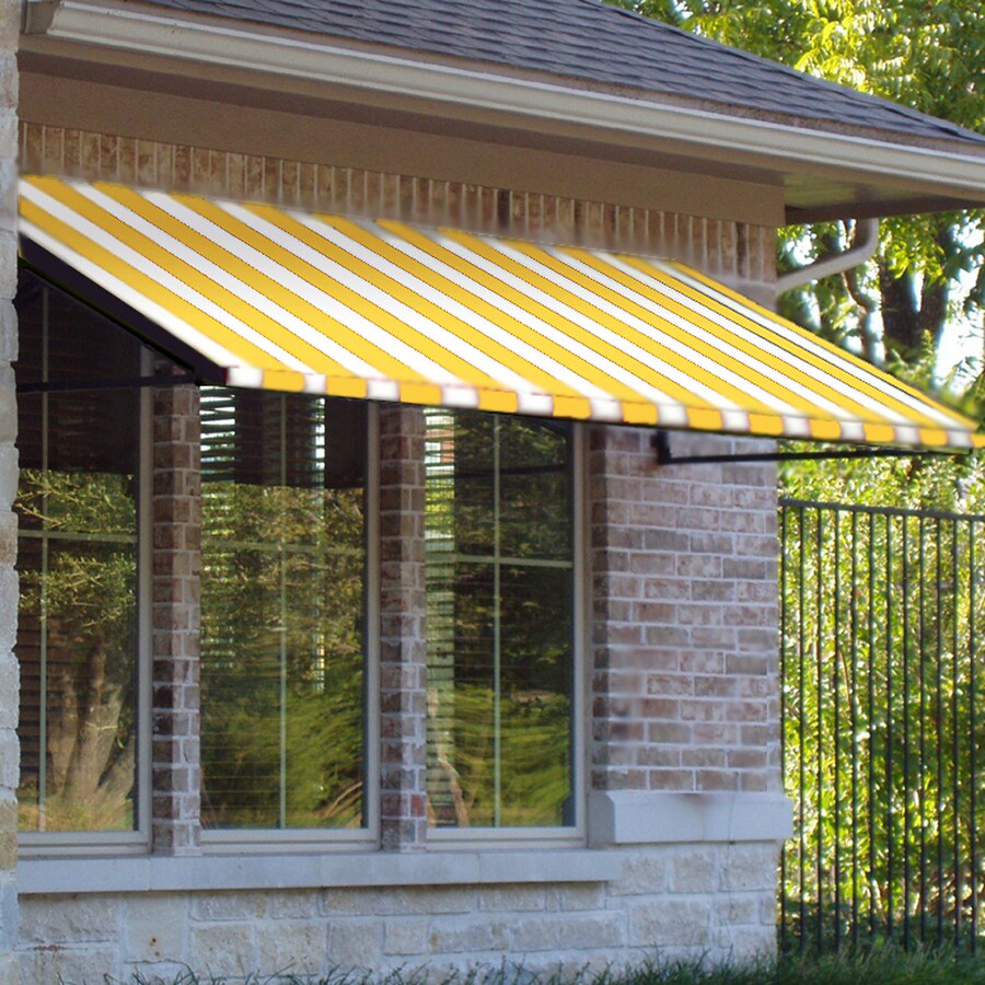 Awntech 604.5in Wide x 36in Projection Yellow/White Stripe Open Slope