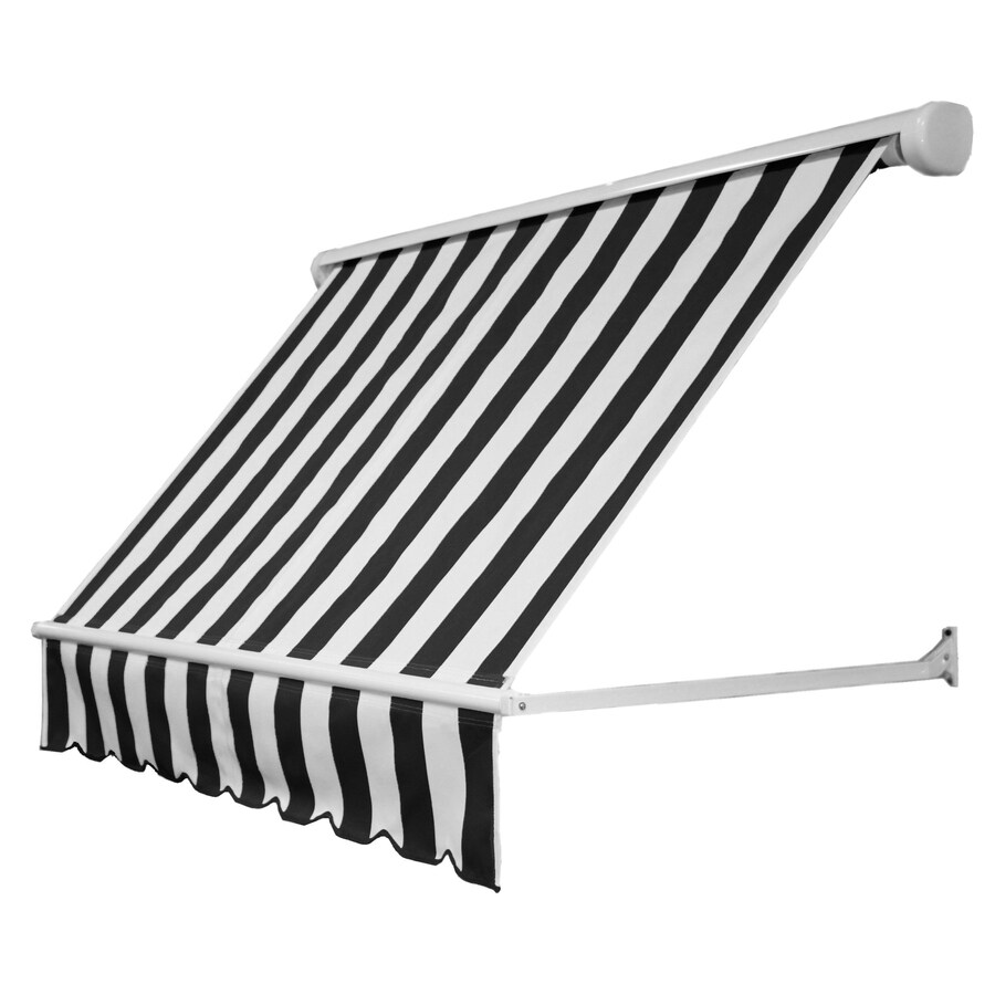 Shop Awntech 96 In Wide X 24 In Projection Black White Stripe Open