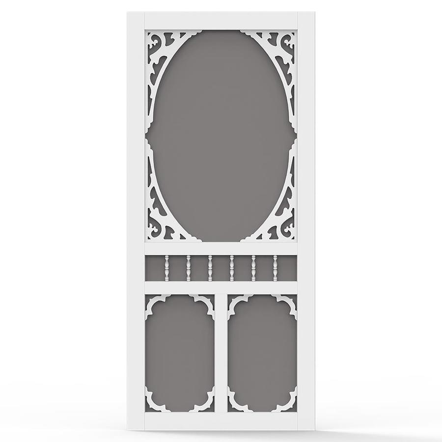 Charlestowne White Vinyl Frame Hinged Decorative Screen Door Common 32 In X 80 In Actual 32 In X 80 In