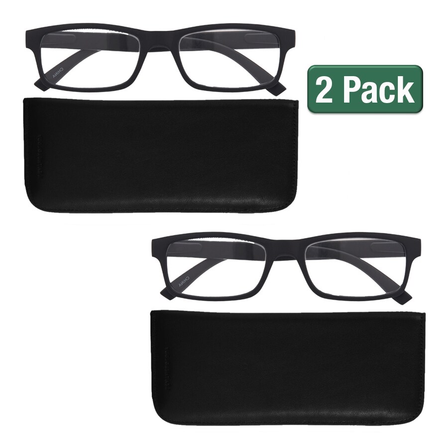 Hillman Hillman Retro Black 2 Pack w Cases 2.0 Magnification in the Sunglasses & Glasses