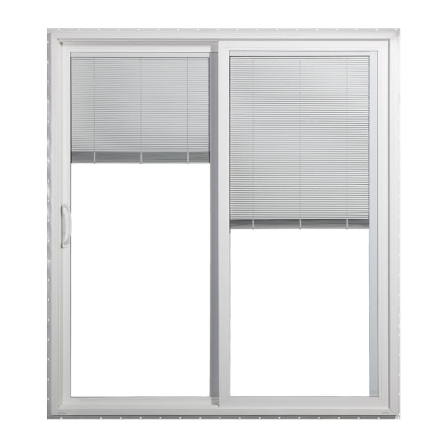 Blinds Between The Glass White Vinyl Left Hand Sliding Double Door Sliding Patio Door With Screen Common 60 In X 80 In Actual 59 5 In X 79 5 In