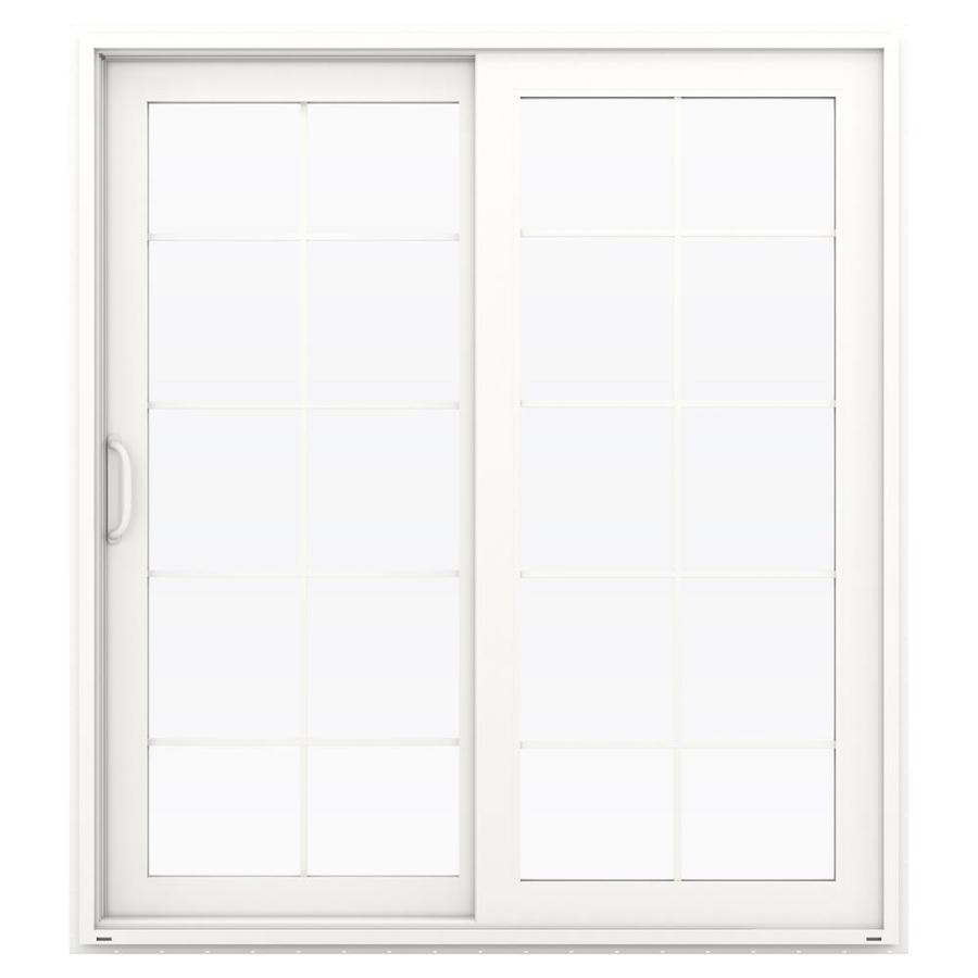 JELDWEN Simulated Divided Light White Vinyl LeftHand Sliding Double Door Sliding Patio Door