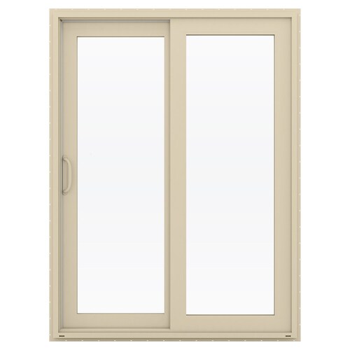 JELDWEN 60in x 80in Clear Glass Almond Vinyl LeftHand Sliding Double Door Sliding Patio Door