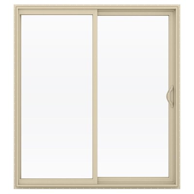 Jeld Wen Clear Glass Almond Vinyl Right Hand Double Door Sliding Vinyl Right Hand Double Door Sliding