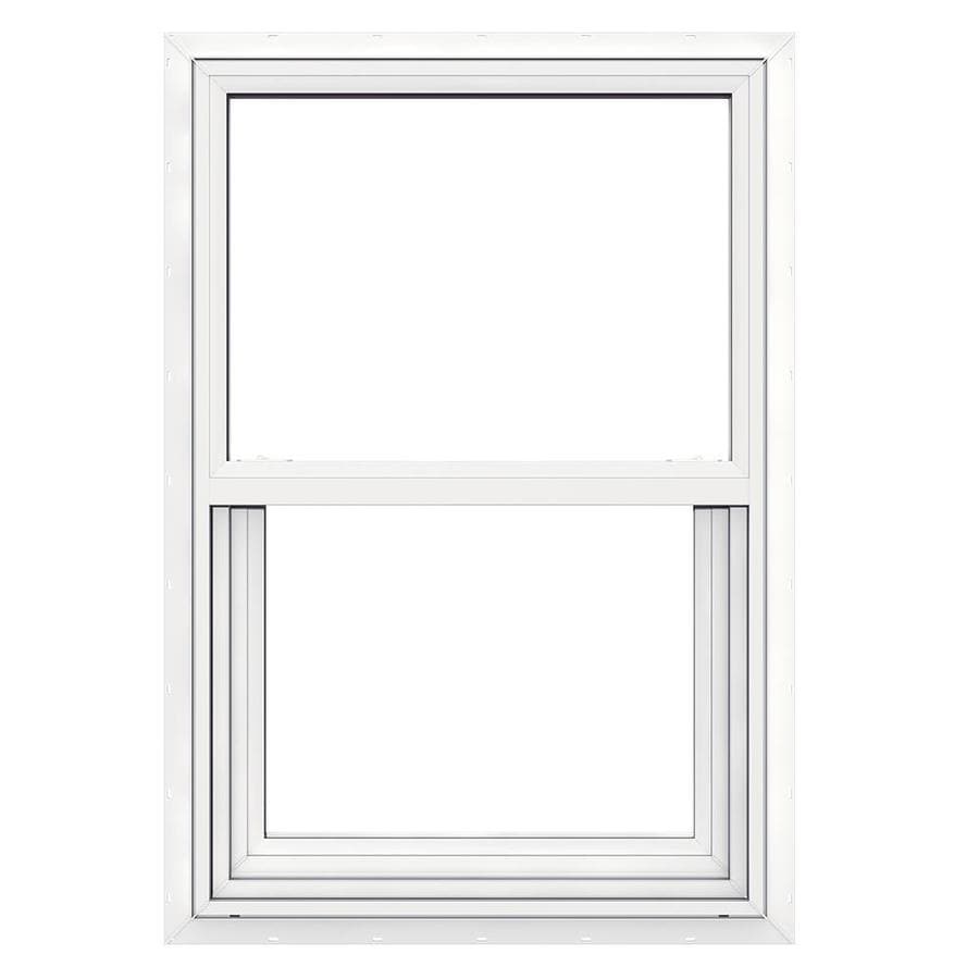 JELD-WEN Builders Vinyl New Construction White Exterior Single Hung Window (Rough Opening: 24-in x 36-in; Actual: 23.5-in x 35.5-in)