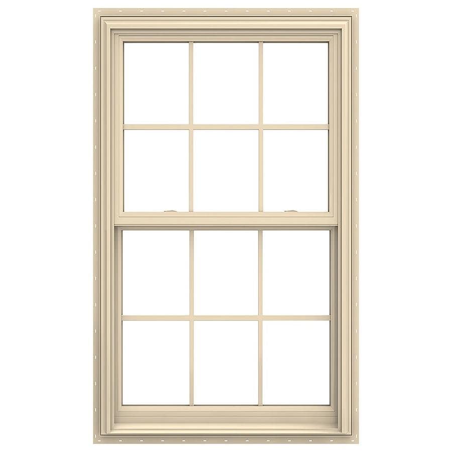 JELD-WEN V-2500 Vinyl New Construction Almond Exterior Double Hung ...