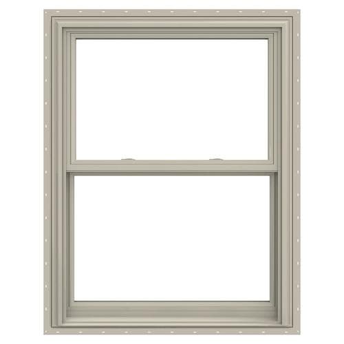 JELD-WEN V-2500 Vinyl New Construction Desert Sand Exterior Double Hung ...