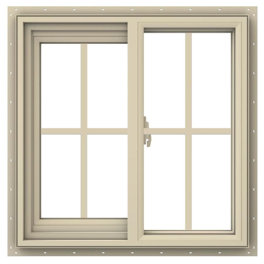 JELDWEN V2500 LeftOperable Vinyl New Construction Almond Exterior Sliding Window (Rough