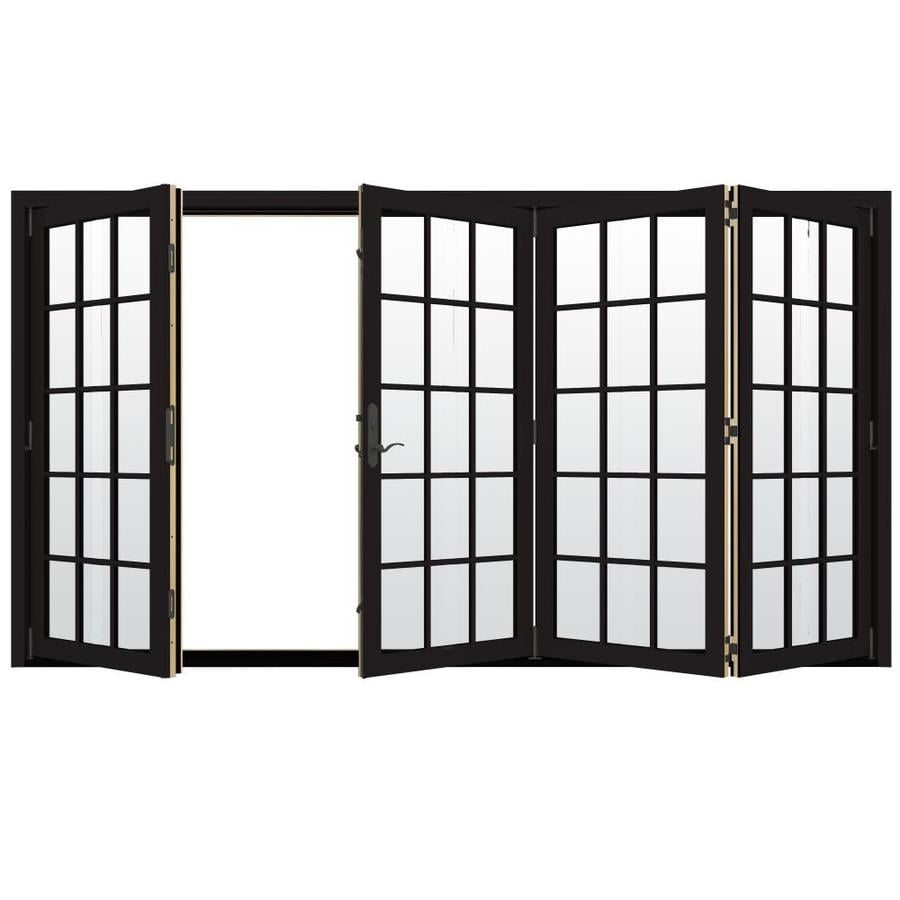 Shop JELDWEN W4500 124.1875in x 96.375in RightHand Outswing Black Folding Patio Door at