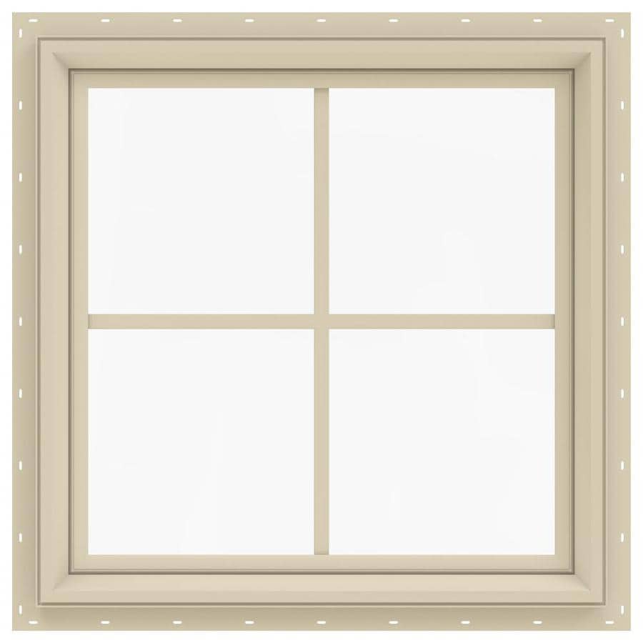 JELD-WEN V-2500 Square New Construction Almond Exterior Window (Rough Opening: 24-in x 24-in; Actual: 23.5-in x 23.5-in)