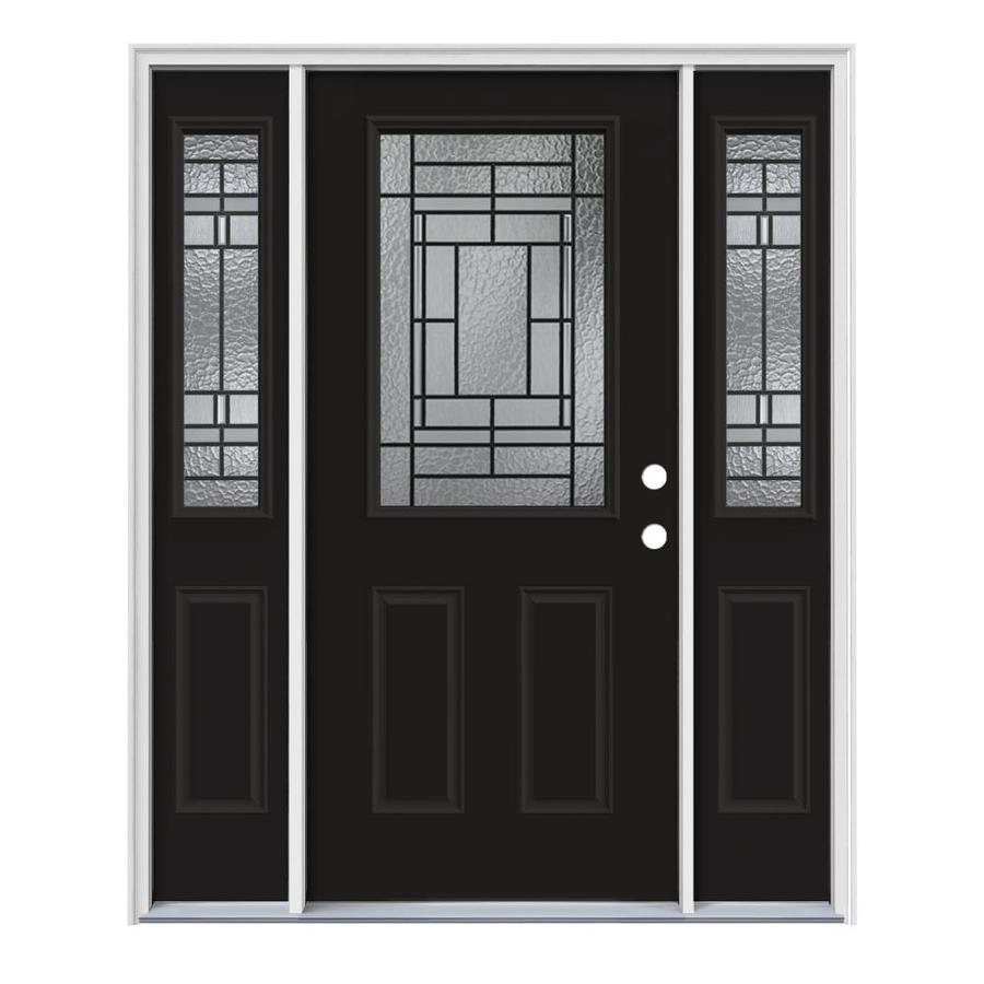 Jeld Wen Pembrook Half Lite Decorative Glass Left Hand Inswing Jeld Wen Pembrook Half Lite Decorative Glass Left Hand Inswing Peppercorn Painted Steel Prehung