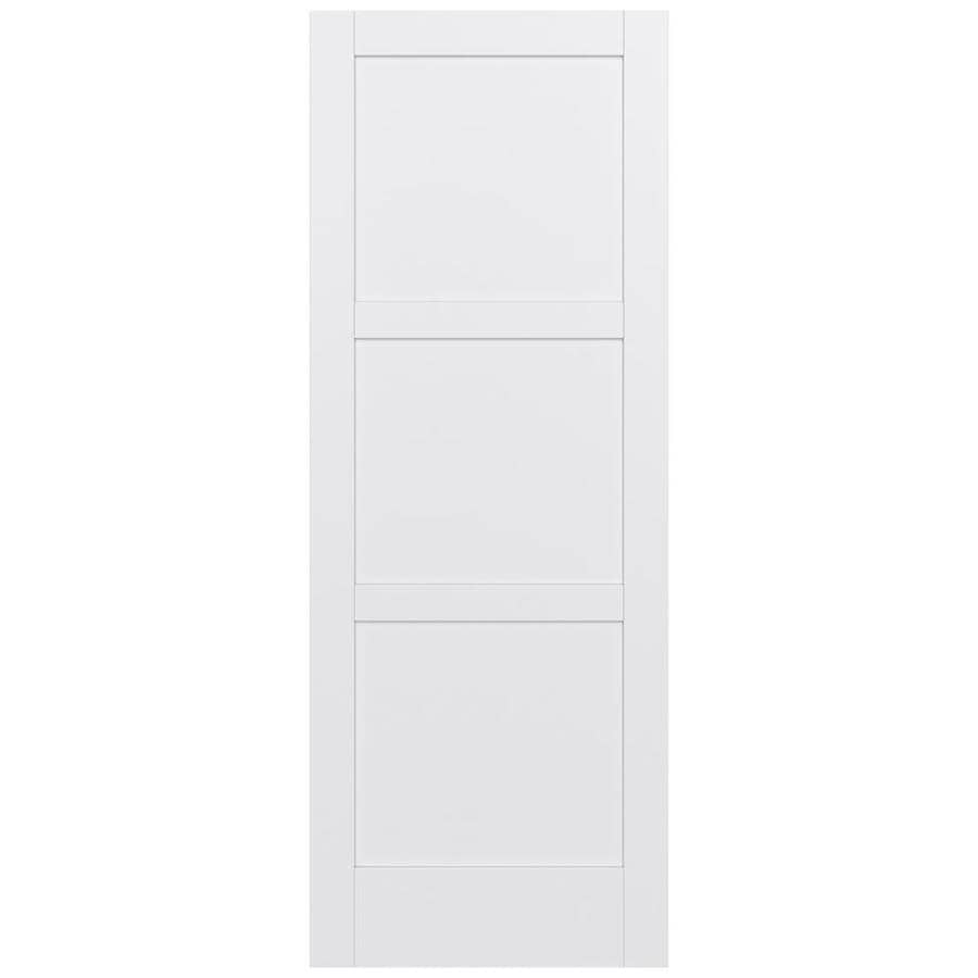 JELD-WEN Moda 1035W Primed 3-Panel Square Solid Core Wood Slab Door ...