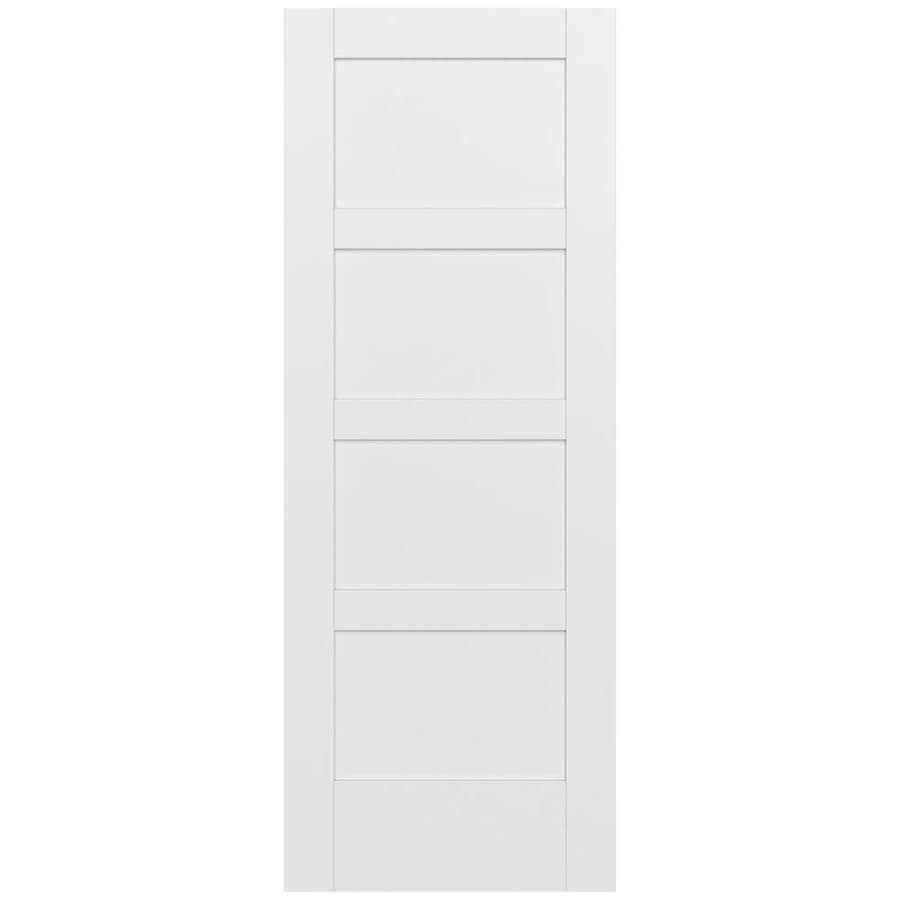 JELD-WEN Moda 1044W Primed 4 Panel Square Solid Core Wood Slab Door ...