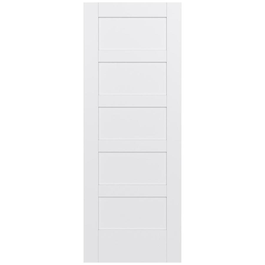 JELD-WEN MODA 1055W Primed 5-panel Equal Solid Core MDF Slab Door (Common: 30-in x 80-in; Actual: 30-in x 80-in)