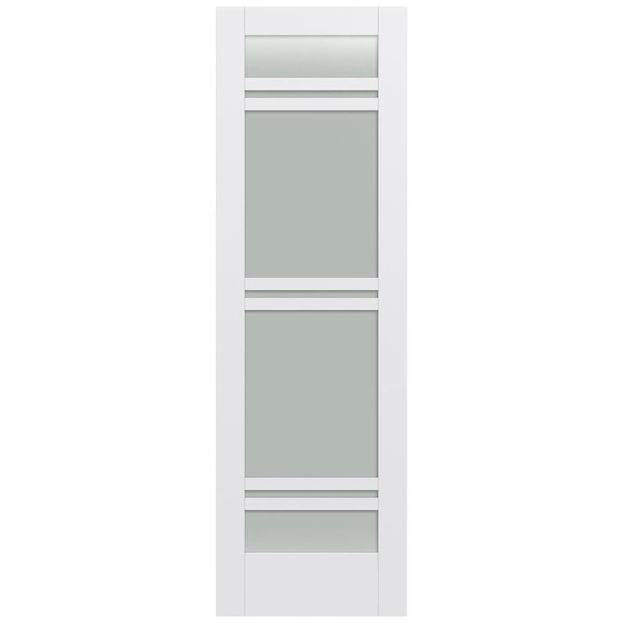 JELD-WEN MODA 1071N Primed 7-panel Solid Core Frosted Glass MDF Slab Door (Common: 32-in x 96-in; Actual: 32-in x 96-in)