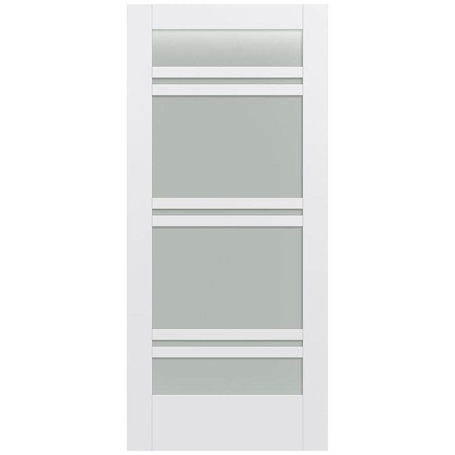 JELD-WEN MODA 1071N Primed 7-panel Solid Core Frosted Glass MDF Slab Door (Common: 36-in x 80-in; Actual: 36-in x 80-in)