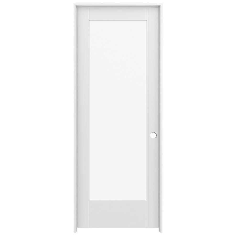 JELD-WEN MODA 1011 Primed 1-panel Square Solid Core Clear Glass MDF Pre-Hung Door (Common: 30-in x 80-in; Actual: 31.5625-in x 81.6875-in)